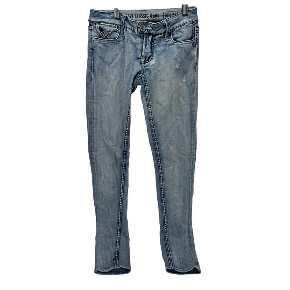 Pepe Jeans Womens 24 (25x32 ACTUAL) Blue Denim Low Rise Light Wash Vintage - Picture 2 of 8